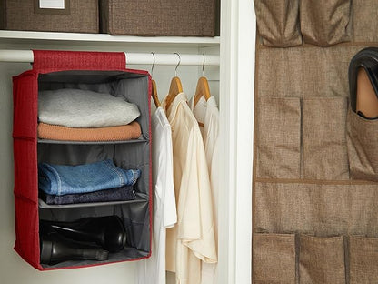 Covermates Keepsakes Hanging Closet Organizer - Heavy Duty Material, Sturdy Interior Shelves - Closet Storage, Red Heather