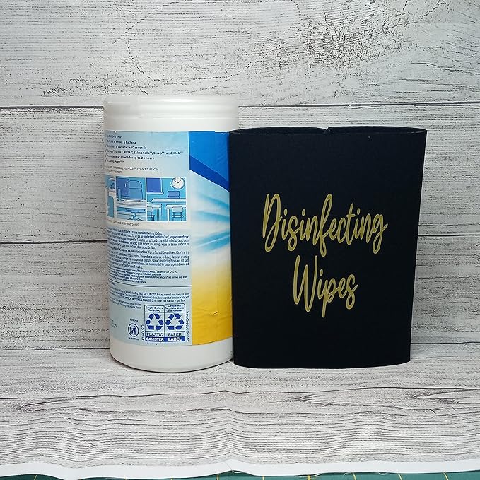 Decorative Cleaning Wipes Cover Gold Script (Large, Gray)