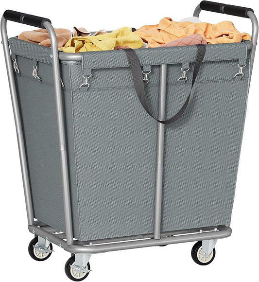 Hoctieon Large Laundry Cart with Wheels, 300L Heavy Duty Laundry Basket Organizer, Rolling Hamper Sorter for Clothes Storage, Industrial Dirty Clothes Hamper for Home & Hotel, Gray