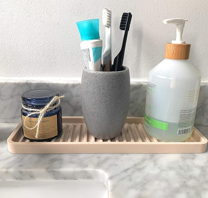 Silicone Kitchen Sink Organizer Tray, Sponge Holder and Countertop Protector | Bathroom and Kitchen Soap Dish and Dispenser Tray (White, 12"x4")