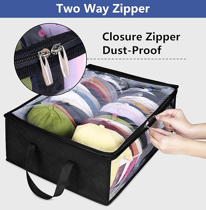 AOODA Wide Hat Storage for Baseball Caps, Large Capacity Hat Organizer for Closet Cap Holder Holds up to 40 Snapbacks, Black