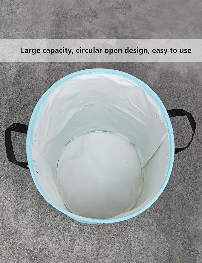QUEENLALA Large Storage Basket,Laundry Hamper/Bathroom/Home Decor/Collapsible Round Storage Bin,Boys and Girls Hamper/Boxes/Clothing(Round-Forest Castle)