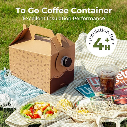 Fit Meal Prep 5 Pack 96 oz Disposable Coffee Dispensers with Handle, Insulated to Go Storage Containers, Portable Coffee Box Cold Hot Drink Dispenser Bulk for Party, Catering, Office, Take Out