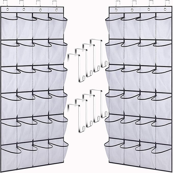 24 Pockets-Door Hanging Shoe Organizer,Underwear Organizer,Sunglasses Storage,Food Snacks Pouches Spice Packets Storage,Shoe Rack,High heel Shoe Organizer with Deep Pockets,Bedroom,Bathroom,Pantry
