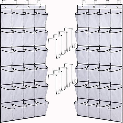24 Pockets-Door Hanging Shoe Organizer,Underwear Organizer,Sunglasses Storage,Food Snacks Pouches Spice Packets Storage,Shoe Rack,High heel Shoe Organizer with Deep Pockets,Bedroom,Bathroom,Pantry