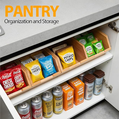 3 Pack Stackable Bamboo Potato Onion Storage Bins - Pantry Organizers for Kitchen Countertop, Ventilated Food Storage Containers for Fruits Vegetables