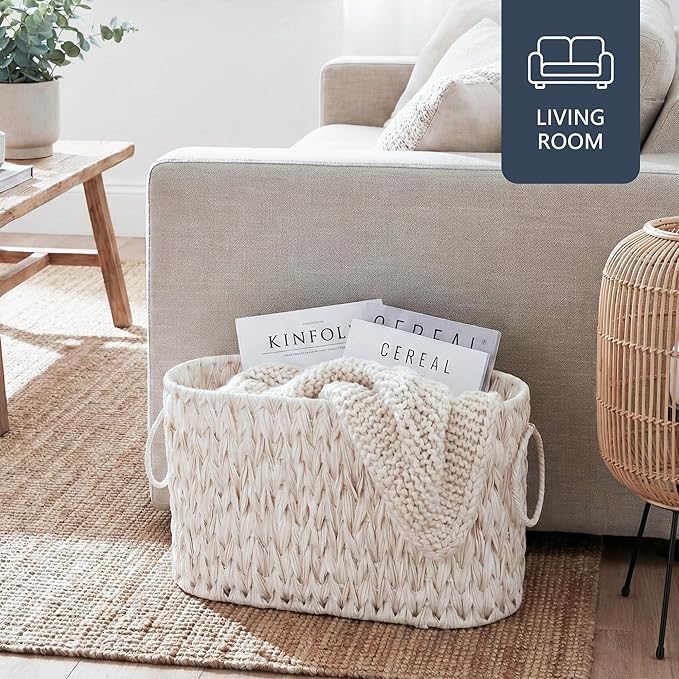 Coeusy Toilet Paper Basket,Boho Decorative Toilet Paper Storage,Large Wicker Basket for Bathroom Storage,Free Standing