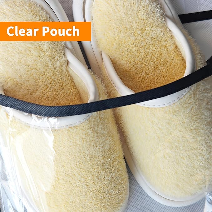 Clear Crystal 1 Pack 12Pockets Large Hanging Shoe Organizer Over The Door Shoe Rack for Closet Door Storage Shoe Holder Hanger, 4Hooks, White (59'' x 21.6'')