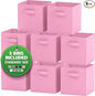 Storage Cubes - 11 Inch Cube Storage Bins (Set of 8). Fabric Cubby Organizer Baskets with Dual Handles | Foldable Closet Shelf Organization Boxes (Light Pink)