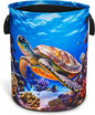 Sea Turtle Laundry Basket Animal Foldable Oxford Cloth Funny Tote Bag Laundry Hamper Clothes Storage Bucket Organizer For Bathroom/Laundry Storage/Bedroom 17.7x13.7 Inch