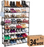Sundaze Shoe Rack - 8 Tier Shoe Rack for Front Door Entrance, Sturdy Tall Shoe Organizer for Closet, Bedroom, Entryway, Garage, Non Woven Fabric Shelf, Black, Holds Up to 40 Pairs