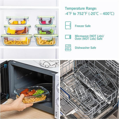 Vtopmart 8 Pack Glass Food Storage Containers with Lids (Grass Green)