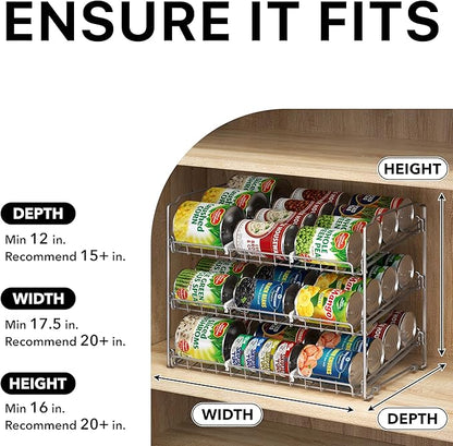 Simple Houseware Stackable Can Rack, Silver, Adjustable Plastic Dividers, Holds 36 Cans