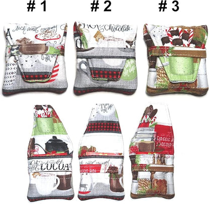 Small Teabag Shaped Tea Bag Wallet, Choice of More Than 12 Fabric Designs, Quilted, Handcrafted, Nothing Falls Out, Secure Hold: Choose from Tea Cups, Honey Bees, Macarons, To Go Cups and More