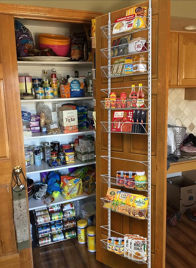 Home-Complete Pantry Over The Door Spice and Jar Rack Organizer - Great Storage Space for Cabinets and Kitchen - Wall Mounted 8 Tier Shelves