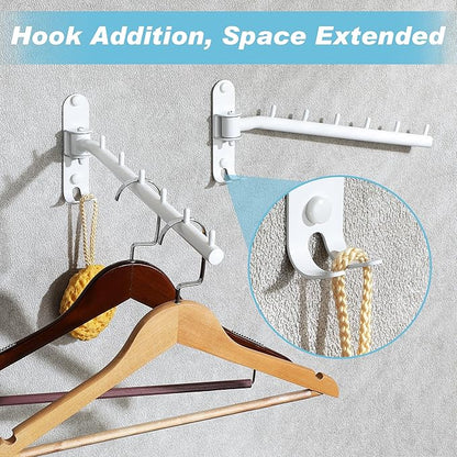 Alise Wall Mounted Drying Rack,Swivel Clothes Drying Rack Stainless Steel,Space Saving Clothes Hanger Rack,Heavty Duty Clothes Wall Drying Rack for Laundry Closet Bedroom/Bathroom,White,2 Pack