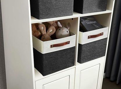 DECOMOMO Kallax Storage Cubes -13x15x13 Storage Bins, Baskets for Organizing Shelves (Black and White, 4-Pack)