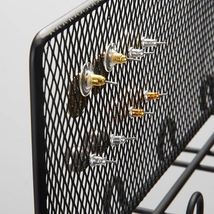 Simplify 12 Double Sided Jewelry Storage Hanger, Mesh Backing for Earrings, Hooks for Bracelets & Necklaces, Space Saver, Black, 26655-BLACK