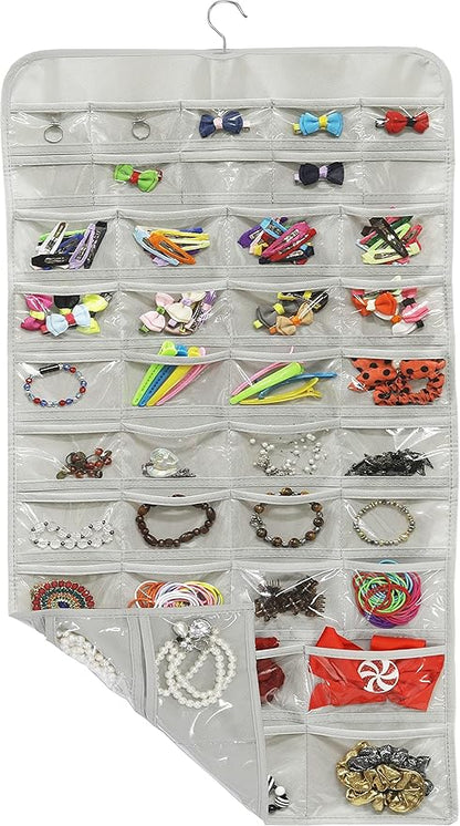 Simple Houseware Hanging Jewelry Storage Organizer, 80-Pocket with 5 Sizes for All Types of Accessories, Gray