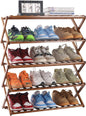 PENGKE 5 Tier Shoe Rack,Multi Tier Foldable Bamboo Shoe Organizer Rack Multifunctional Storage Free Standing Shoe Shelf