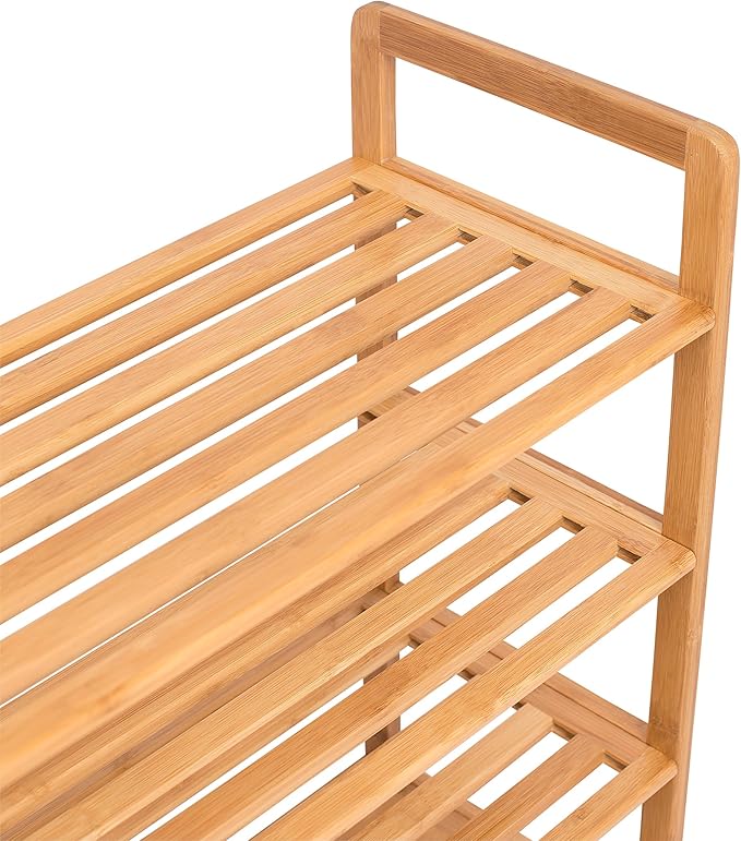 BIRDROCK HOME Free Standing Bamboo Shoe Rack | 6 Tier | Wood | Closets and Entryway | Organizer | Fits 18 Pairs of Shoes