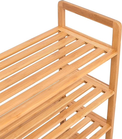 BIRDROCK HOME Free Standing Bamboo Shoe Rack | 6 Tier | Wood | Closets and Entryway | Organizer | Fits 18 Pairs of Shoes