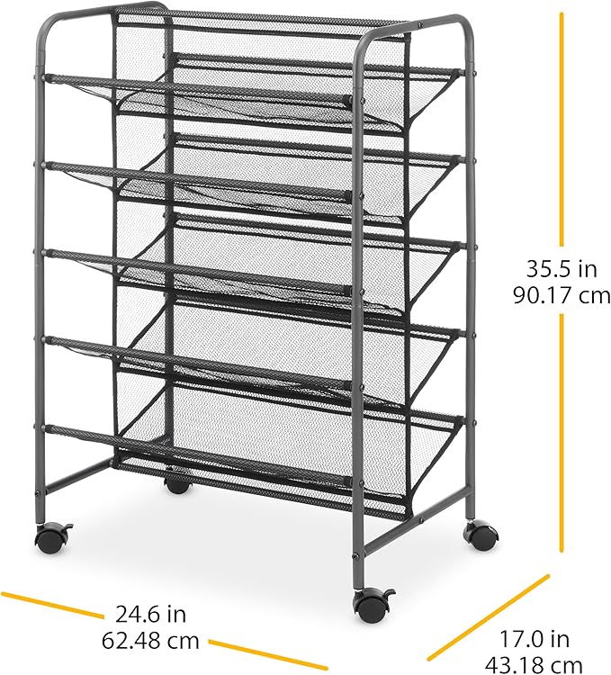 Whitmor 5-Tier Double Sided Shoe Cart, Gunmetal