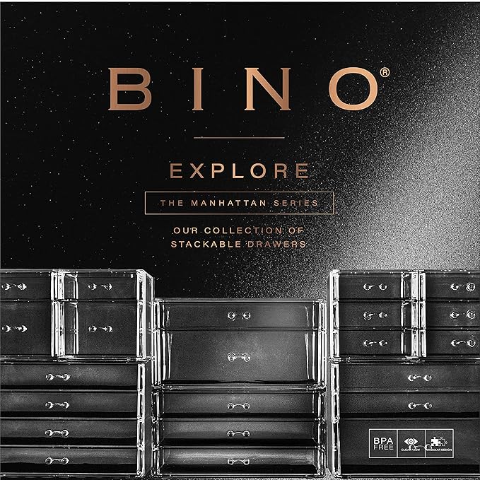 BINO | 5-Drawer Makeup Organizer, Lexington Avenue | THE MANHATTAN SERIES | Modular Design Storage Drawers | Vanity Acrylic Organizers | Stackable Storage Bins | Clear Makeup Organizers And Storage