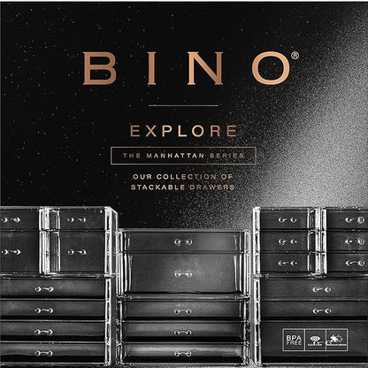 BINO | 5-Drawer Makeup Organizer, Lexington Avenue | THE MANHATTAN SERIES | Modular Design Storage Drawers | Vanity Acrylic Organizers | Stackable Storage Bins | Clear Makeup Organizers And Storage