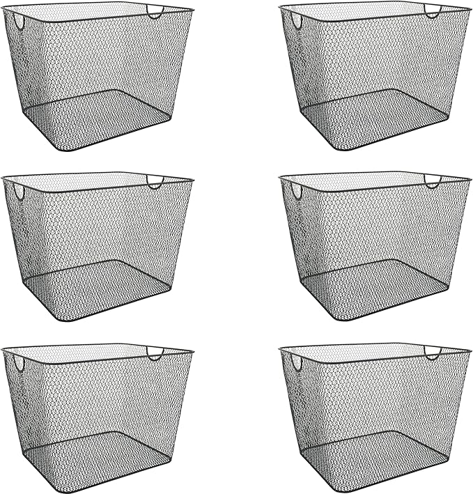YBM HOME Kitchen Pantry Organizer Wire Baskets for Shelves, Cabinets, Pantry, Countertop, Mesh Open Storage Bin Metal Basket for Organizing Food Supplies, 6 Pack