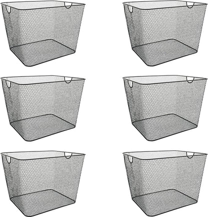 YBM HOME Kitchen Pantry Organizer Wire Baskets for Shelves, Cabinets, Pantry, Countertop, Mesh Open Storage Bin Metal Basket for Organizing Food Supplies, 6 Pack