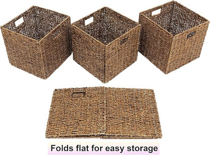 Foldable Storage Basket with Iron Wire Frame By Trademark Innovations (Set of 4)