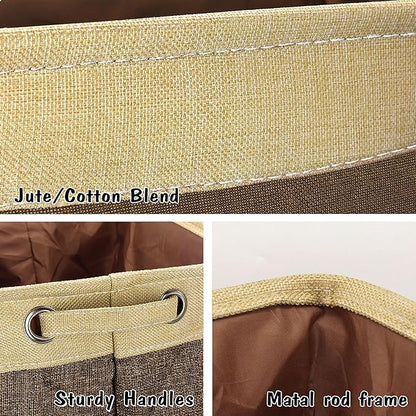 PET ARTIST Dog Toy Basket, Collapsible Dog Toy Bin Box with Comfortable Handles, Large Pet Toy Storage Basket Organizer for Accessories, Toys,Coat & Clothing,Blanket Leash (Brown, L:15"x13"x12")