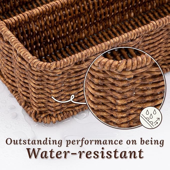 Silverware Drawer Organizer, Kitchen Utensil Organizer - Resin Wicker, Toffee