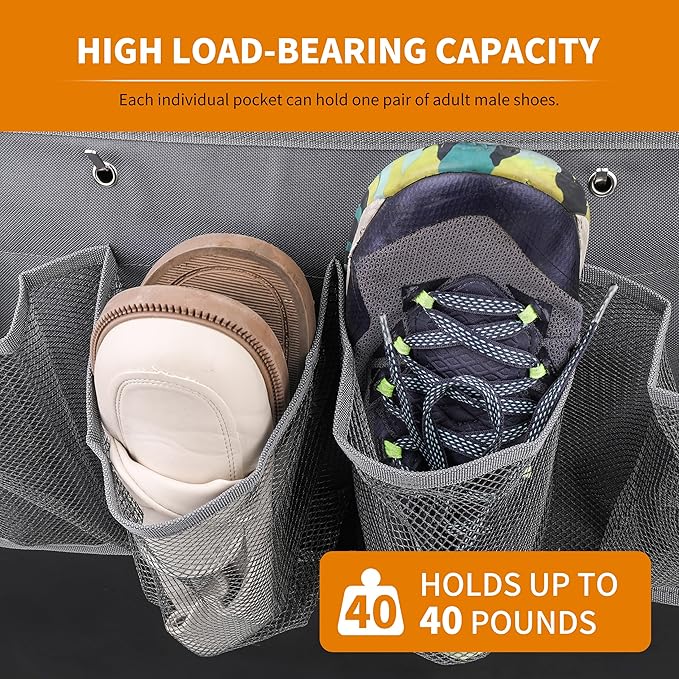 RVZONE RV Shoe Pockets 10 Pockets & 6 Pockets Heavy Hanging Bedside Storage Organizer with Sturdy Hooks Storage Pockets Hangs on bed for Shoes Toys and Tool Accessories