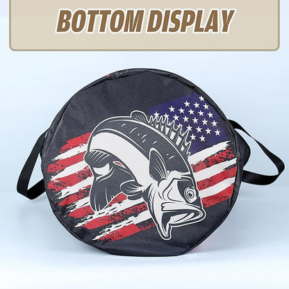 American Flag Bass Fish Laundry Basket Bass Fishing Foldable Oxford Cloth Funny Tote Bag Laundry Hamper Clothes Storage Bucket Organizer For Bathroom/Laundry Storage/Bedroom 17.7x13.7