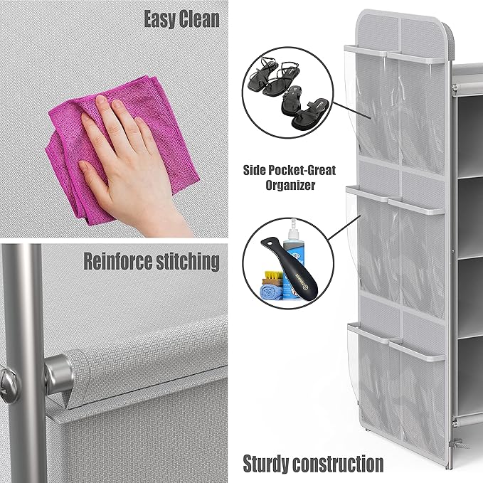 Simple Houseware 4-Tier 16 Cube Shoe Cubby Rack Organizer, Gray