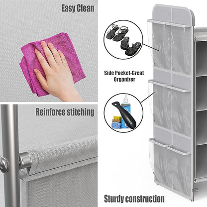 Simple Houseware 4-Tier 16 Cube Shoe Cubby Rack Organizer, Gray