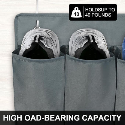 2 Pack RV Hanging Shoe Organizer, 10 Pockets Storage With Sturdy Hooks, Bed Organizer for Shoes, Toys and Tool Accessories, Grey