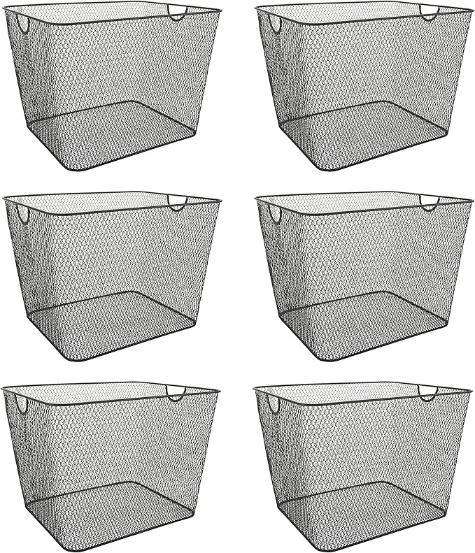 YBM HOME Kitchen Pantry Organizer Wire Baskets for Shelves, Cabinets, Pantry, Countertop, Mesh Open Storage Bin Metal Basket for Organizing Food Supplies, 6 Pack