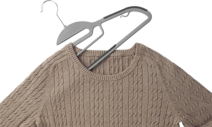 Whitmor Plastic Non Slip Coat Hangers 5 Pack - Space Saving 360 Rotating Hook Hangers Heavy Duty (Gray & Black)