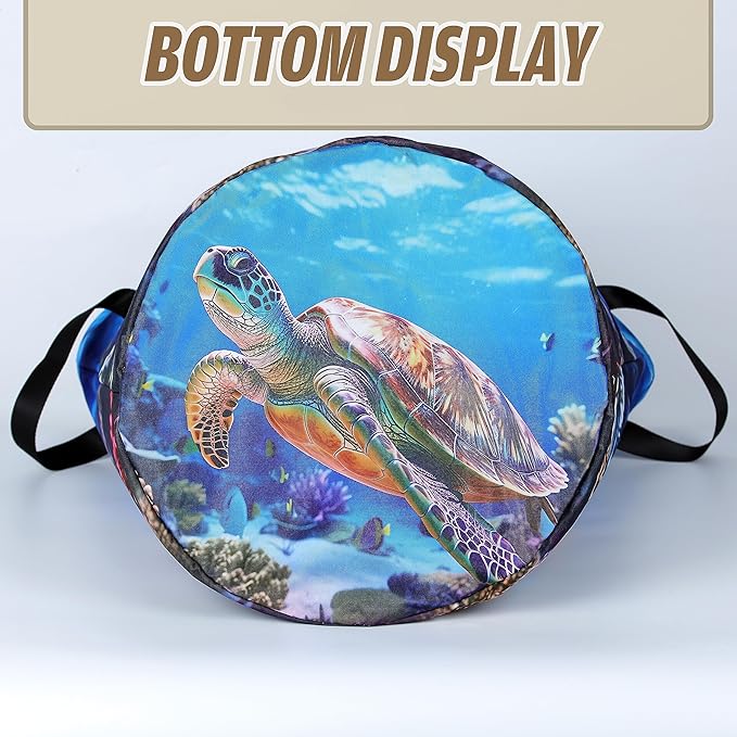 Sea Turtle Laundry Basket Animal Foldable Oxford Cloth Funny Tote Bag Laundry Hamper Clothes Storage Bucket Organizer For Bathroom/Laundry Storage/Bedroom 17.7x13.7 Inch