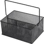 YBM HOME Mesh Basket Utensil Holder & Picnic Silverware Caddy Organizer with Four Compartments and Napkin Storage, Black