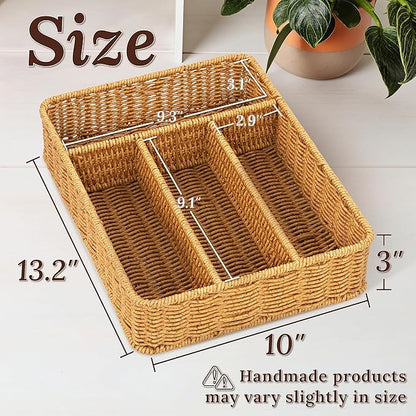 Silverware Drawer Organizer, Kitchen Essentials - Resin Wicker, Latte