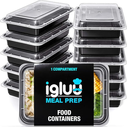 Igluu Meal Prep Containers Reusable (20 Pack) – Food Containers with Lids – Stackable, Microwave, Freezer & Dishwasher Safe – 28oz – 1 Compartment – BPA-Free