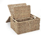 Trademark Innovations Set of 3 Rectangular Seagrass Baskets with Lids, Natural (Small)