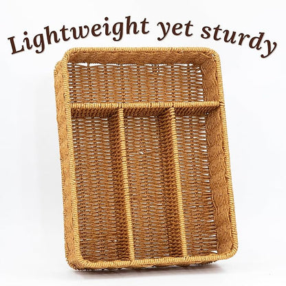 Silverware Drawer Organizer, Kitchen Essentials - Resin Wicker, Latte