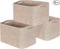 MINTWOOD Design 3-Pack Decorative Woven Storage Baskets for Shelves, Cube Bin Box for Organizing Books, Shoes, Dog Toys, Pantry Closet and Living Room Organizer, Oatmeal Brown