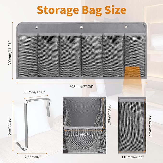 RVZONE RV Shoe Pockets 10 Pockets & 6 Pockets Heavy Hanging Bedside Storage Organizer with Sturdy Hooks Storage Pockets Hangs on bed for Shoes Toys and Tool Accessories