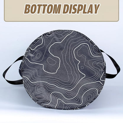 Topographic Map Laundry Basket Topography Pattern Foldable Oxford Cloth Funny Tote Bag Laundry Hamper Clothes Storage Bucket Organizer For Bathroom/Laundry Storage/Bedroom 17.7x13.7
